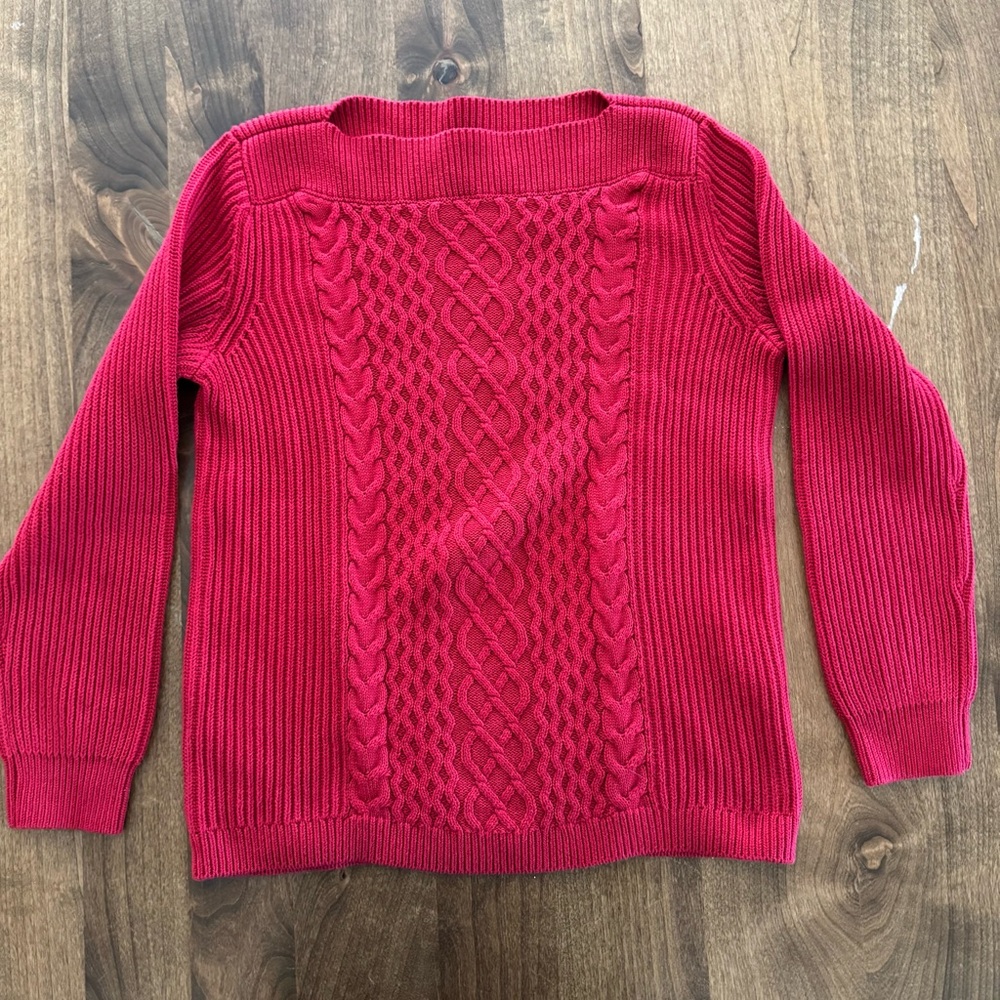 Tommy Hilfiger Women’s Size Medium Red Cotton Cable Knit Sweater